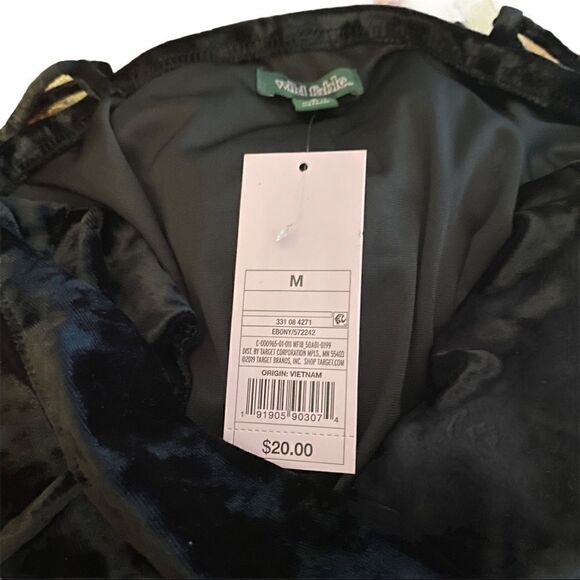Wild Fable Black Ruched “Velvet” Dress Sz M NWT - Picture 3 of 3